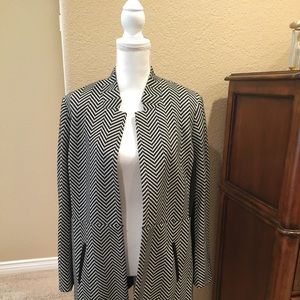 Long Suit Jacket Black w White Large Zigzag